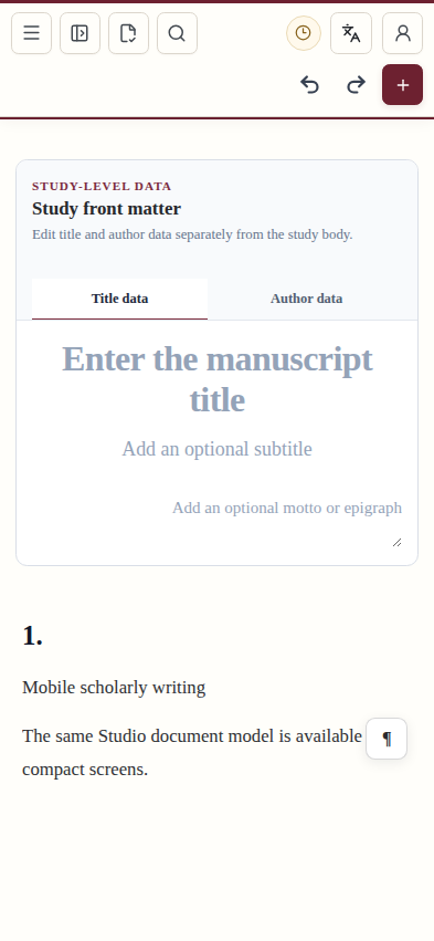 Open Manuscript Studio mobile editor